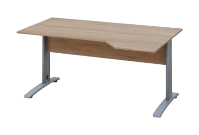 EZK 18 - 164 stůl kancelářský, rohový, pravý, kovová podnož stříbrná, deska 18 mm, široký 1600 mm, dub bardolino